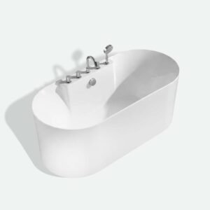 Harrington Freestanding Bathtub 011002– Matte White Acrylic with Chrome Mixer