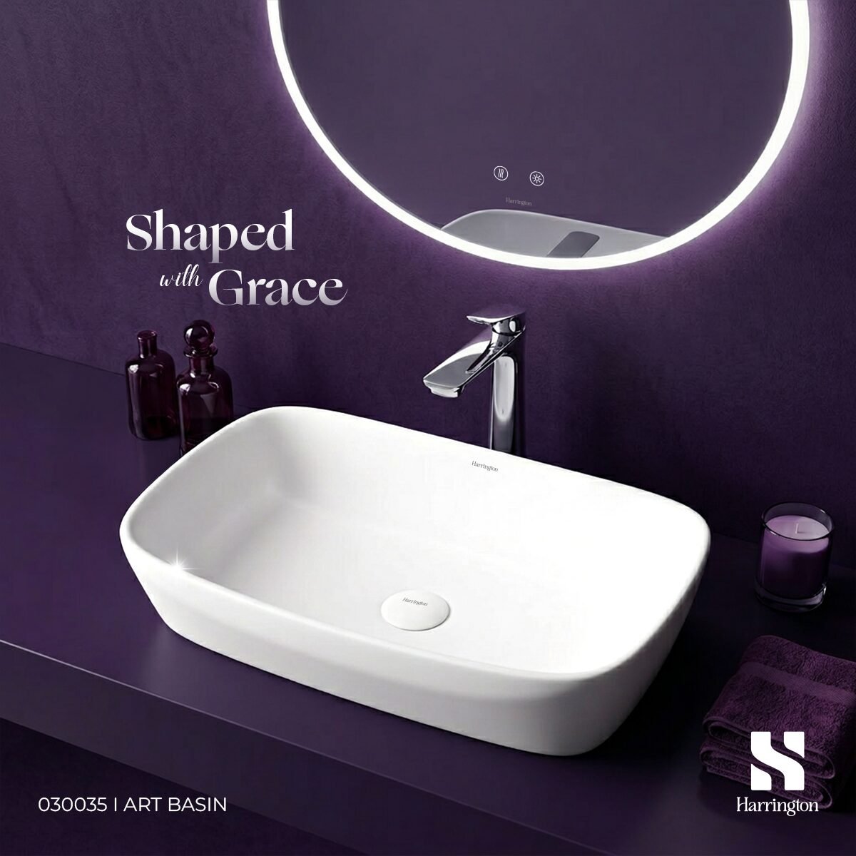 Harrington Art Basin 030035 – Glossy White Porcelain Slim Edge - Creative 2
