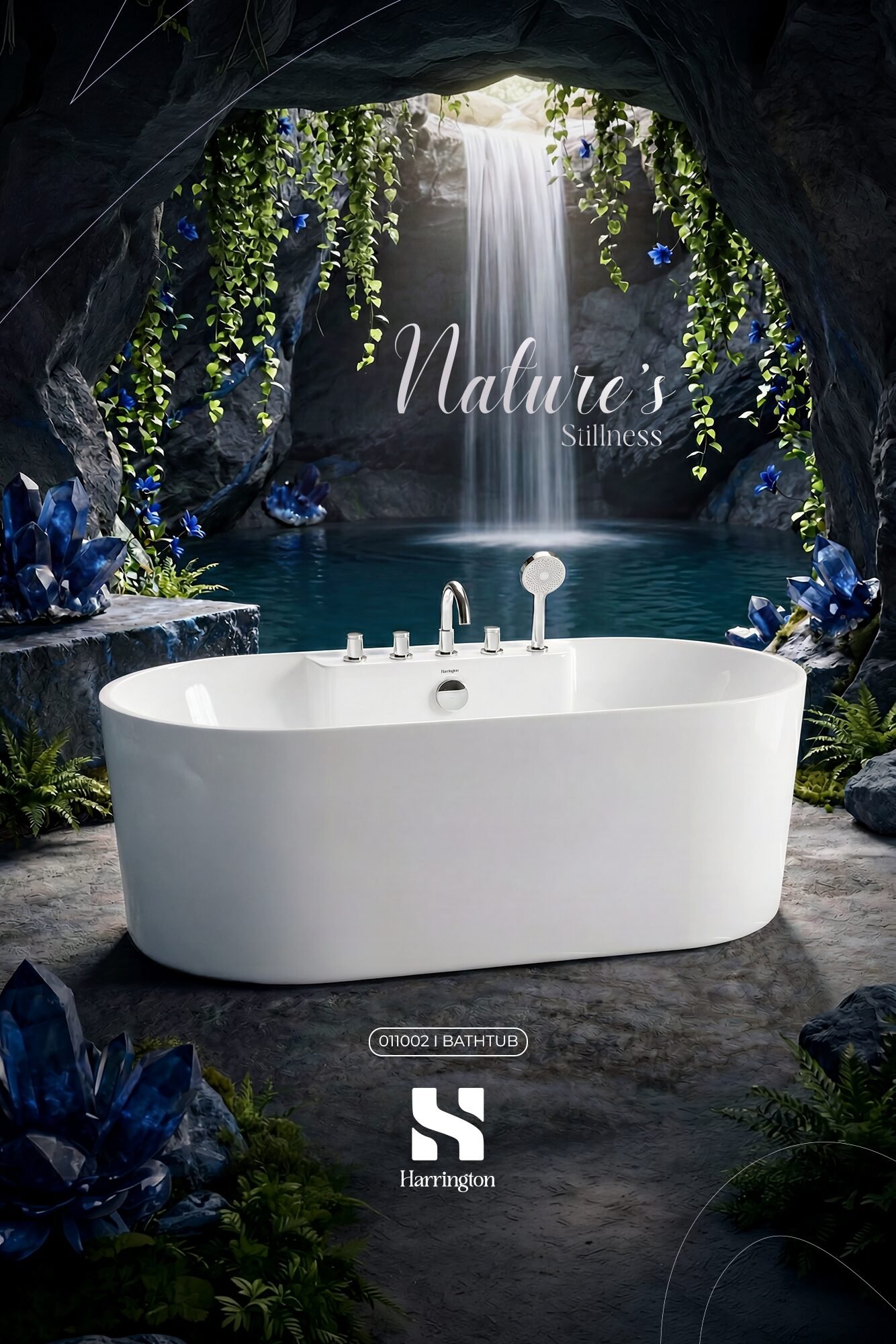 Harrington Freestanding Bathtub 011002– Matte White Acrylic with Chrome Mixer - Creative 1