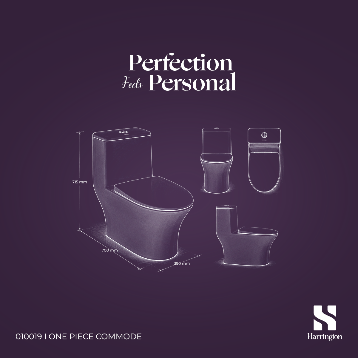Harrington One Piece Commode 010019 – Glossy White Rimless Tornado Flush - Creative 4