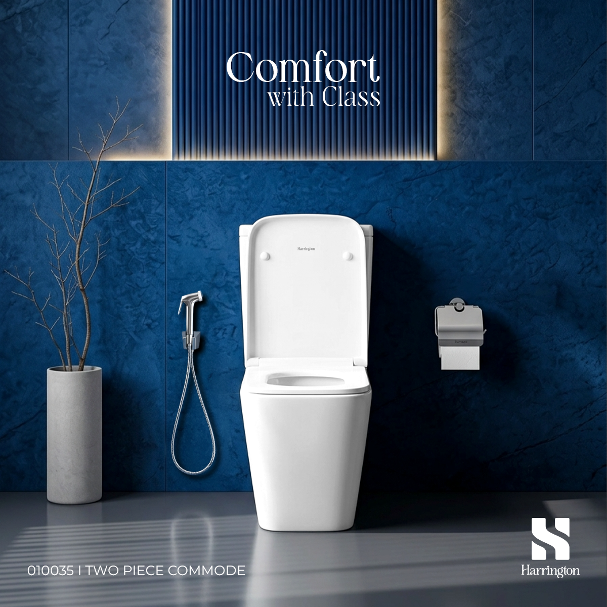 Harrington Two Piece Commode 010035 – Matte White Rimless Tornado Flush - Creative 2