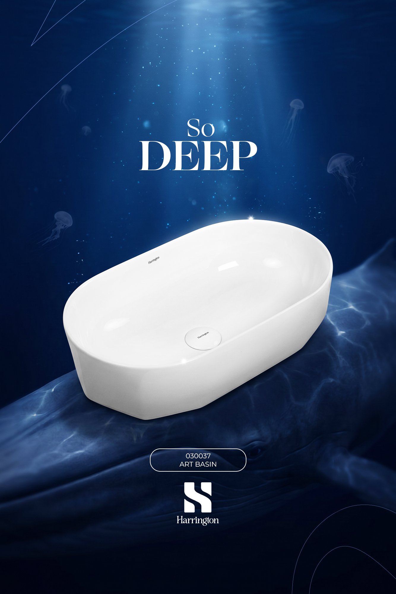Harrington Art Basin 030037 – Glossy White Porcelain Slim Edge - Creative 1