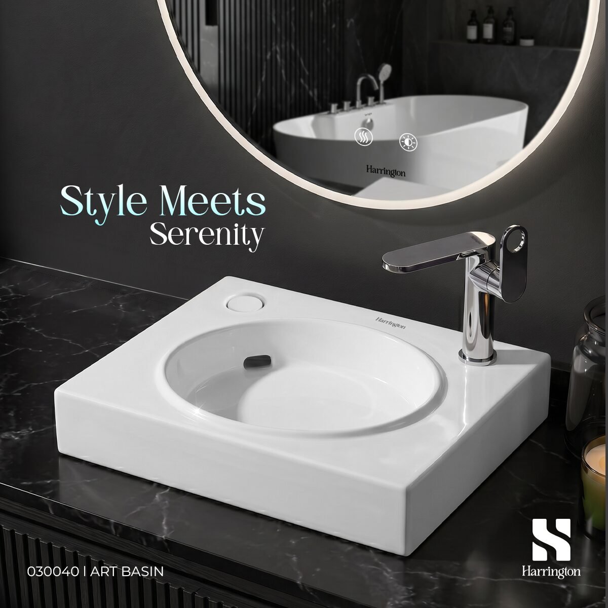 Harrington Art Basin 030040 – Glossy White Splash-Free Slim Edge - Creative 2
