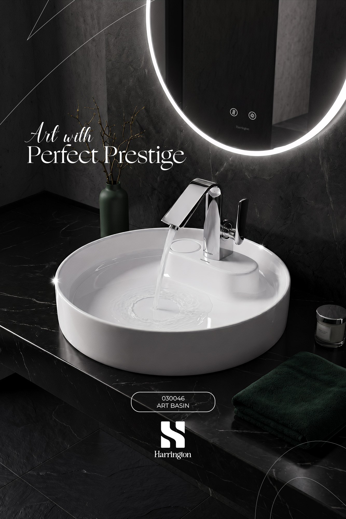 Harrington Art Basin 030046 – Glossy White Slim Edge Design - Creative 1