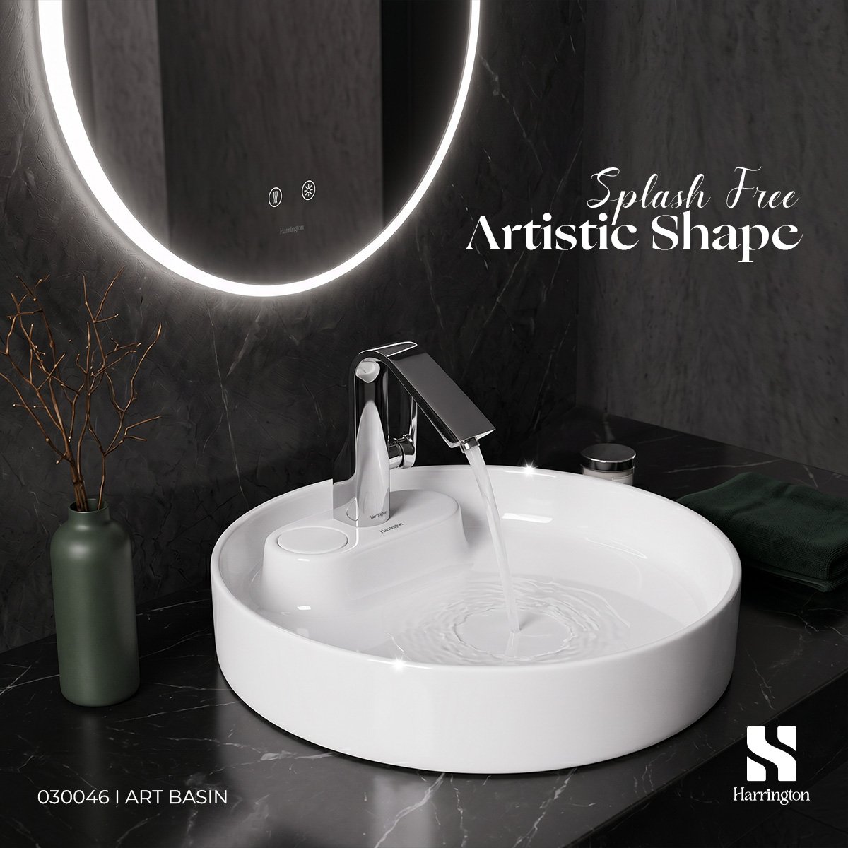 Harrington Art Basin 030046 – Glossy White Slim Edge Design - Creative 2