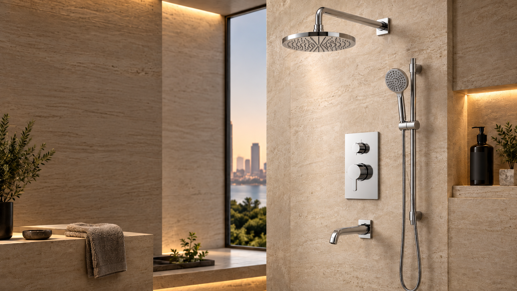 Premium shower set in a modern bathroom interior for shower set price in Bangladesh 2026